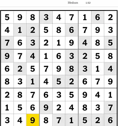 NYT Sudoku Medium 8th May 2023