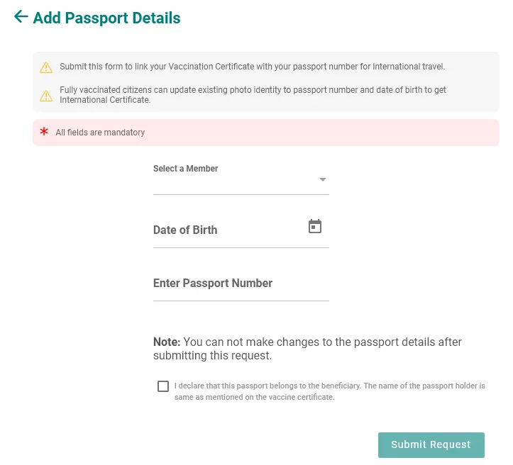 Add Passport Details