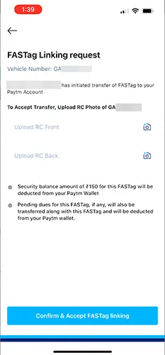 FASTag Linking Request
