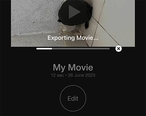 iMovie Export in Process