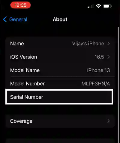 iPhone Serial Number