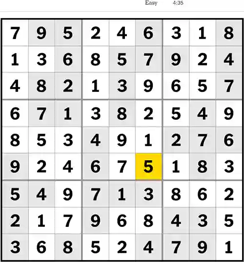 NY Times Sudoku Answers Easy 10th June 2023