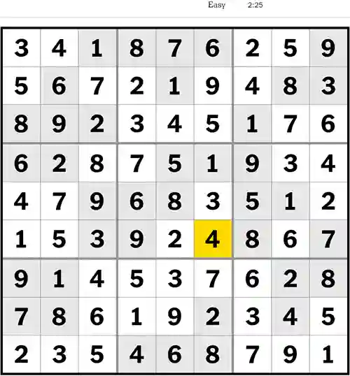 Sudoku NYT Answers Easy 14th June 2023