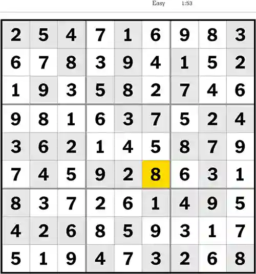 NYT Sudoku Easy 16th June 2023