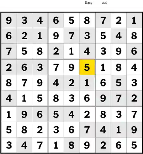 NYT Sudoku Easy 18th June 2023