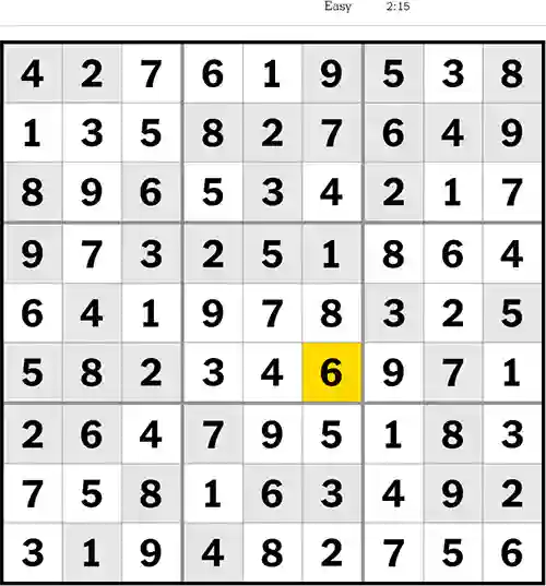 NYT Sudoku Easy 20th June 2023