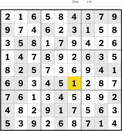 NYT Sudoku Easy 21st June 2023