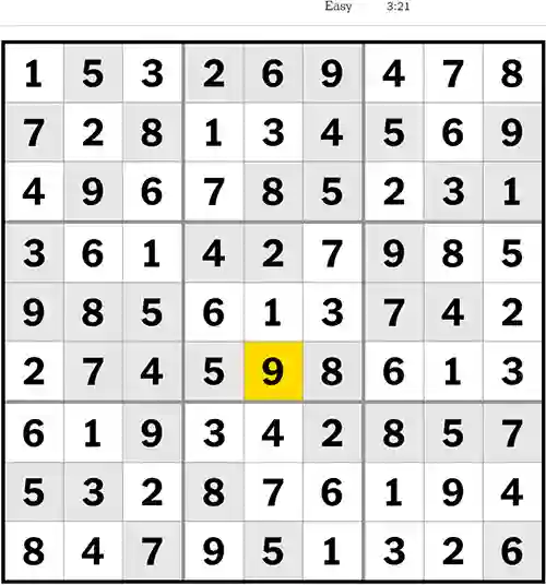 NYT Sudoku Easy 23rd June 2023