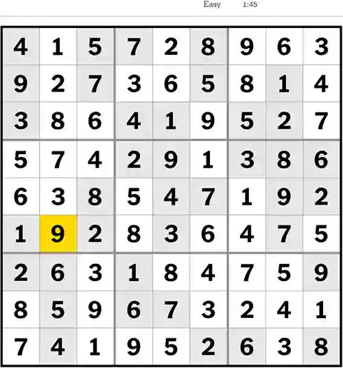 NYT Sudoku Easy 27th June 2023