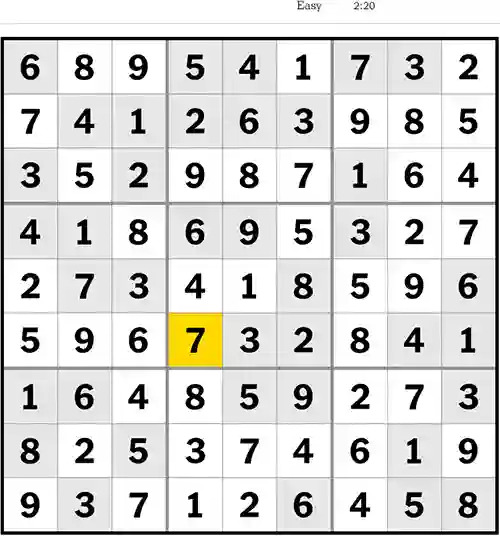 NYT Sudoku Easy 2nd June 2023