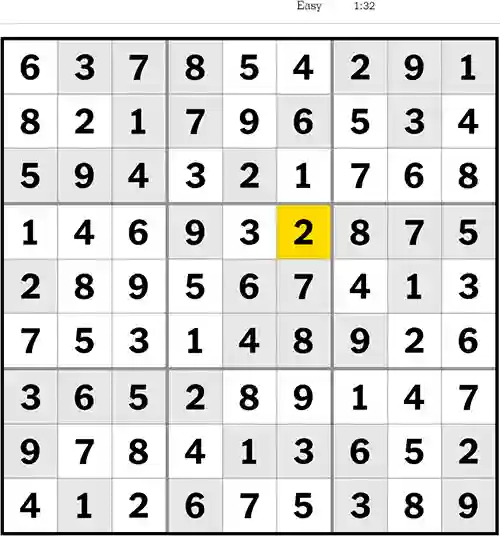 NYT Sudoku Easy 3rd June 2023