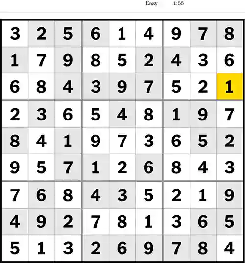 Sudoku Answers NYT Easy 4th June 2023