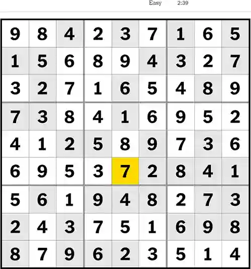 NYT Sudoku Easy 5th June 2023