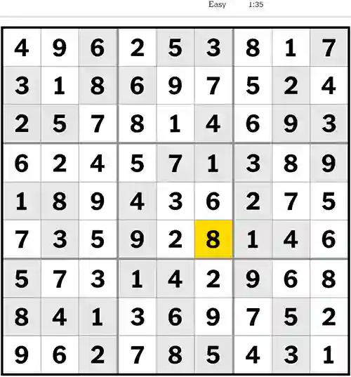 nyt sudoku easy answers 6th June 2023