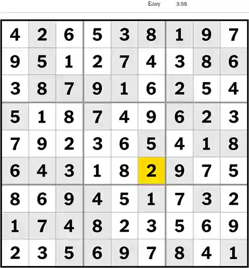 NYT Sudoku Easy 7th June 2023