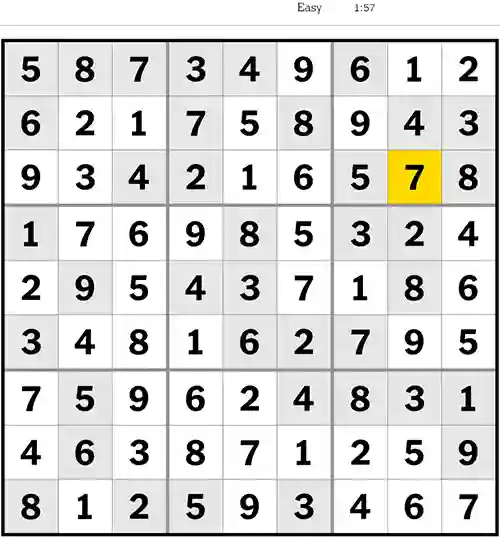 Sudoku NYT Answers Easy 9th June 2023