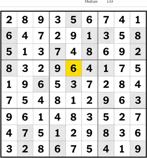 NY Times Sudoku Answers Medium 10th June 2023