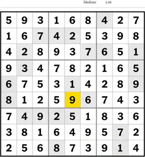 NYT Sudoku Answer Medium 11th June 2023