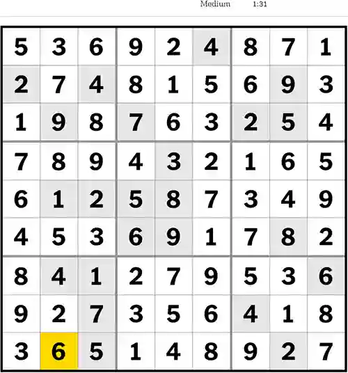 NYT Sudoku Medium 16th June 2023