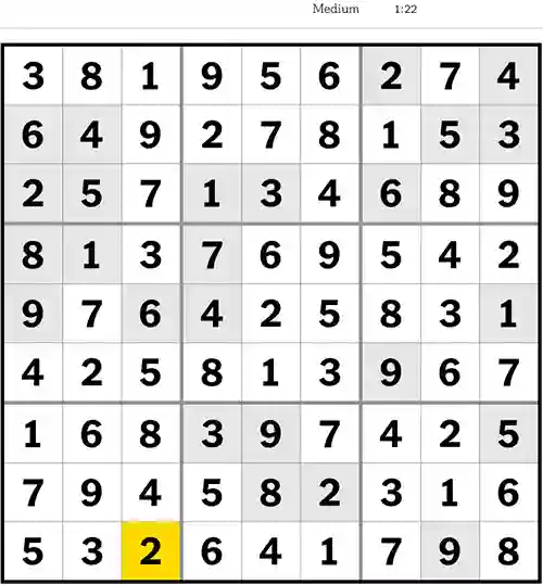 NYT Sudoku Medium 18th June 2023