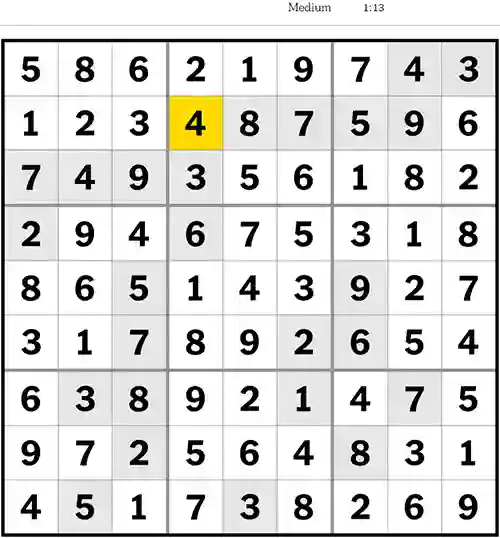 Sudoku NYT Answers Medium 22nd June 2023