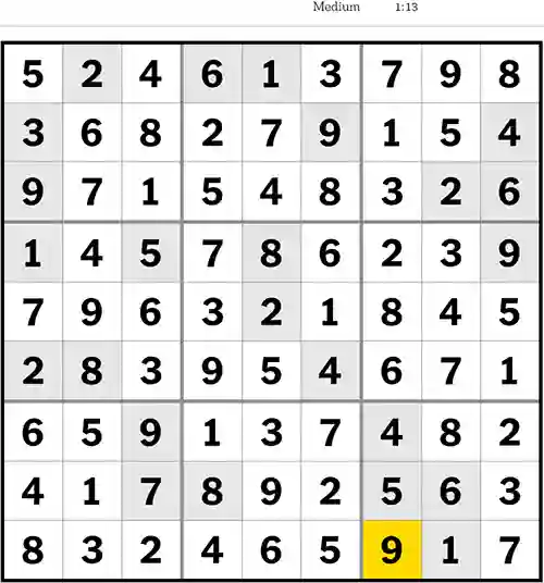 NYT Sudoku Medium 23rd June 2023