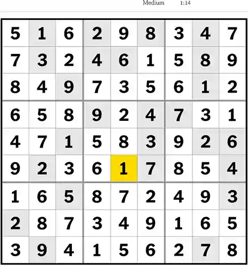 NYT Sudoku Medium 26th June 2023