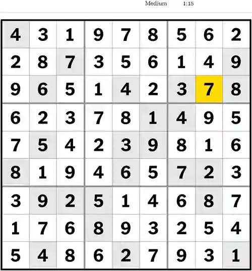 NYT Sudoku Medium 27th June 2023