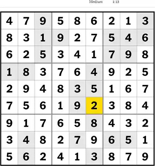 NYT Sudoku Medium 28th June 2023
