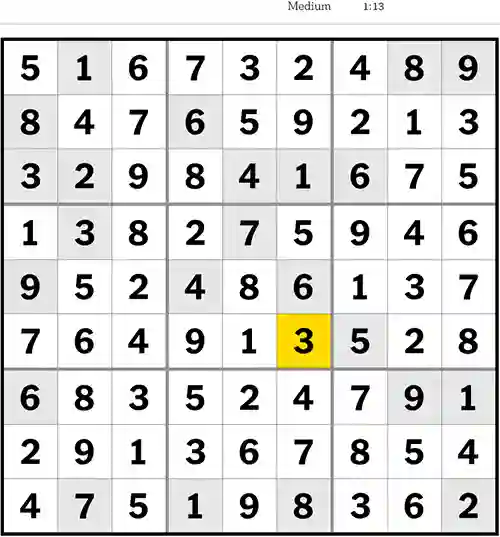 NYT Sudoku Medium 29th June 2023
