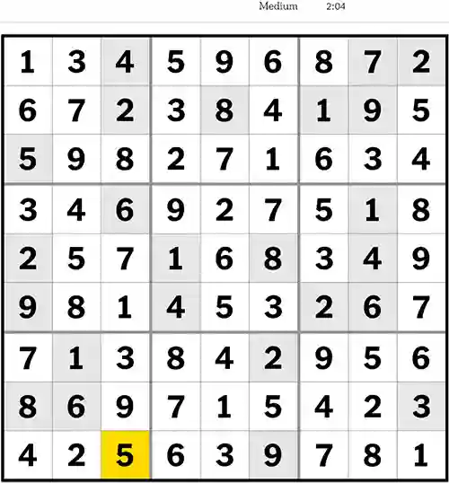 NYT Sudoku Medium 2nd June 2023