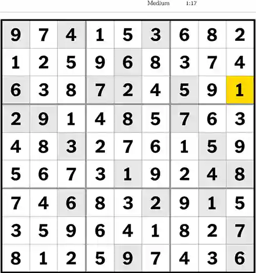NYT Sudoku Medium 30th June 2023