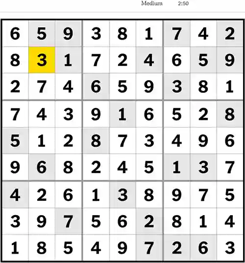 Sudoku NYT Answers Medium 9th June 2023