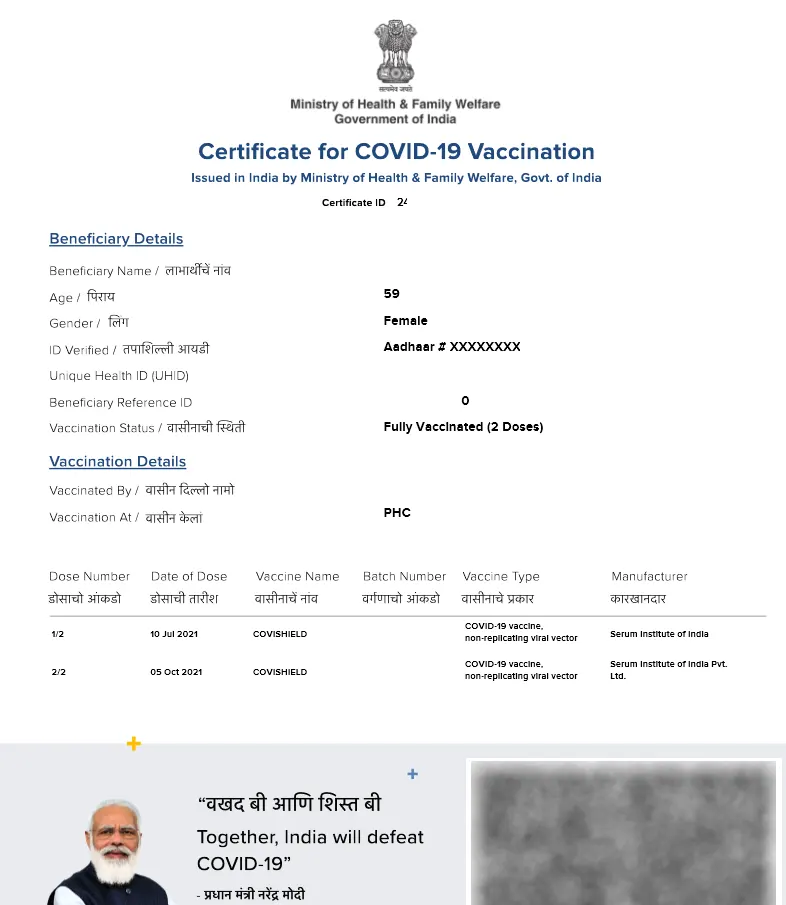 COVID Vaccination Certificate