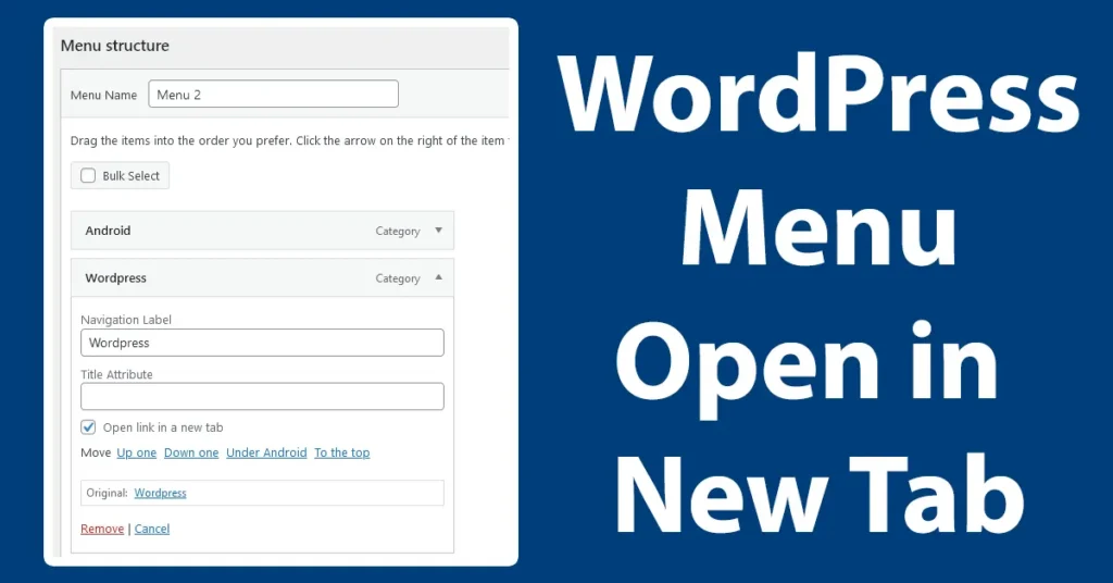 WordPress Menu Open in New Tab