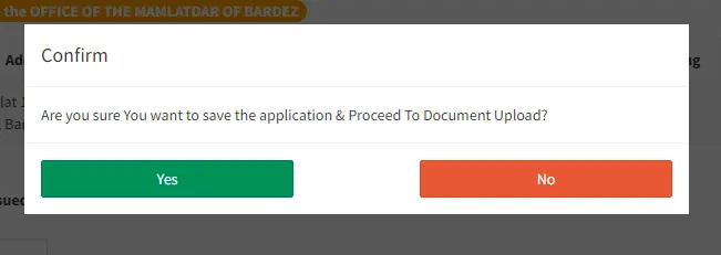 Confirm Proceed to Document Upload