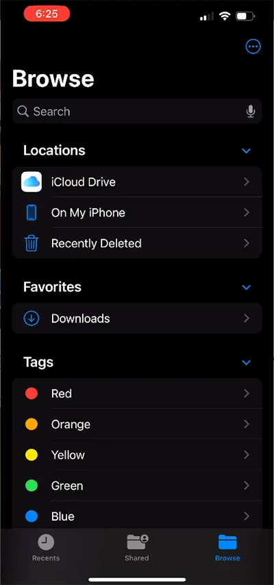 Files app Browse