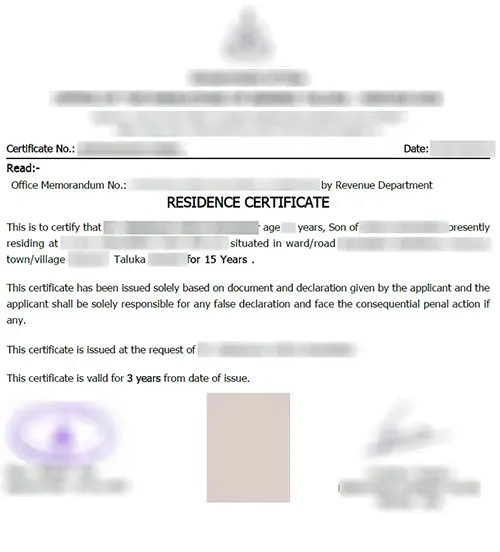 Goa Residence Certificate