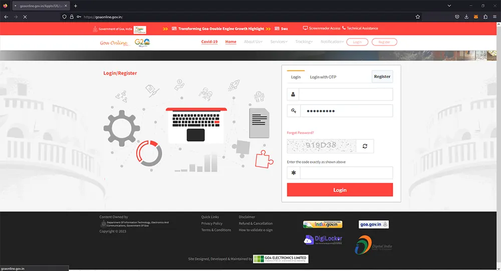 Goa Online Login