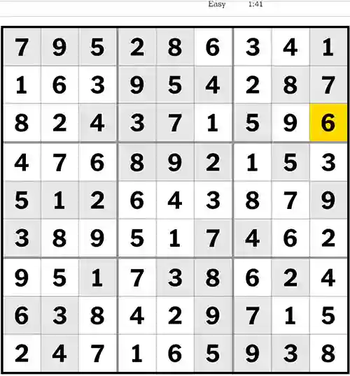 NYT Sudoku Easy 10th July 2023