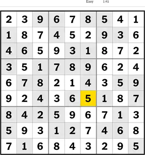 NYT Sudoku Easy 11th July 2023