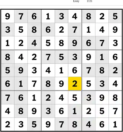 NYT Sudoku Easy 14th July 2023