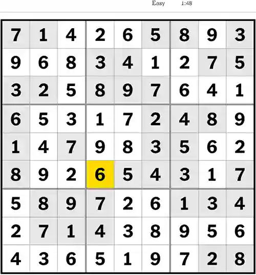 NYT Sudoku Easy 17th July 2023