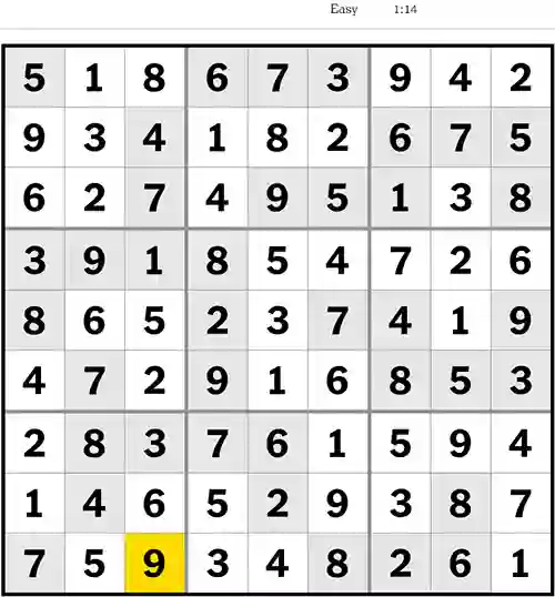 NYT Sudoku Easy 1st August 2023