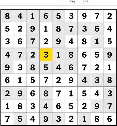 NYT Sudoku Easy 22nd July 2023