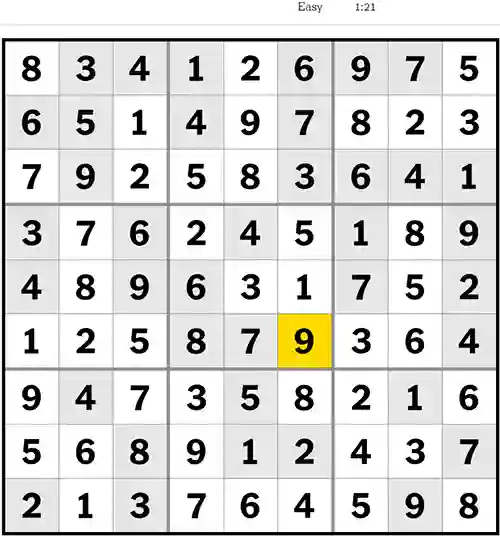 NYT Sudoku Easy 23rd July 2023