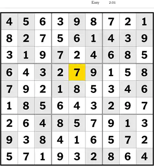 NYT Sudoku Easy 24th July 2023
