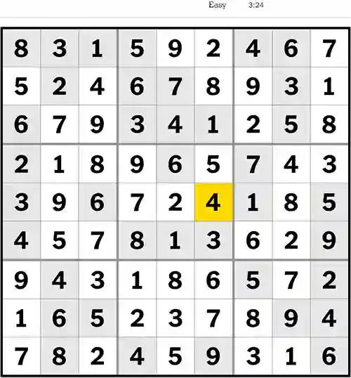 NYT Sudoku Easy 27th July 2023