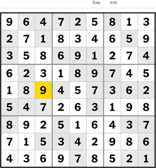 NYT Sudoku Easy 28th July 2023