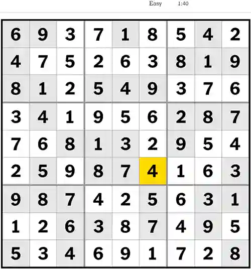 NYT Sudoku Easy 4th July 2023